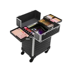 Kosmetikkoffer<SONGMICS Kosmetikkoffer mit Universalrollen Schwarz