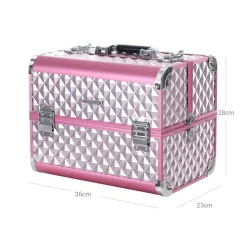 Kosmetikkoffer<SONGMICS Kosmetikkoffer Rosa-Silber