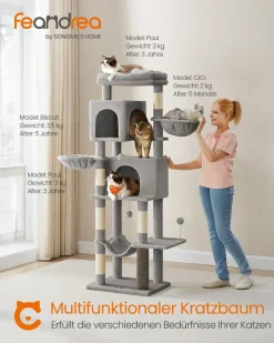 Kratzbäume<SONGMICS Kratzbaum mehrstöckig 175 cm hoch taubengrau