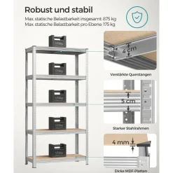 Küche & Esszimmer|Utensilien & Möbel Für Die Garage<SONGMICS Lagerregale 2er Set Silber