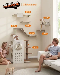 Clickat<SONGMICS Land - Katzenmöbel Kletterwand 7er Set Haferflockenbraun-Kaffeebraun