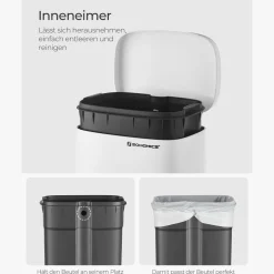 Utensilien & Möbel Für Die Garage|Küche & Esszimmer<SONGMICS Mülleimer 30 L Edelstahl