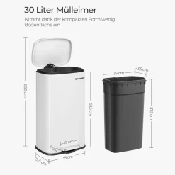 Utensilien & Möbel Für Die Garage|Küche & Esszimmer<SONGMICS Mülleimer 30 L Edelstahl
