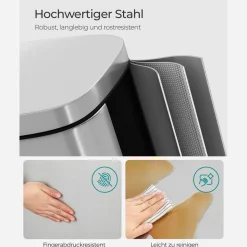 Utensilien & Möbel Für Die Garage|Küche & Esszimmer<SONGMICS Mülleimer 30 L Edelstahl