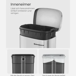 Utensilien & Möbel Für Die Garage|Küche & Esszimmer<SONGMICS Mülleimer 30 L Edelstahl