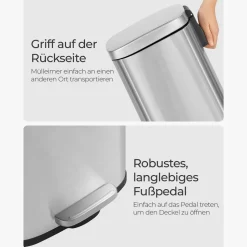 Utensilien & Möbel Für Die Garage|Küche & Esszimmer<SONGMICS Mülleimer 30 L Edelstahl