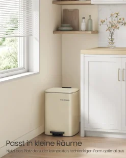 Mülleimer|Mülleimer<SONGMICS Mülleimer 20 Liter aus Stahl sandbeige