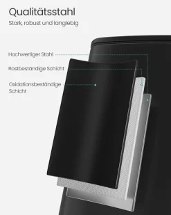 Mülleimer|Mülleimer<SONGMICS Mülleimer 20 Liter aus Stahl sandbeige