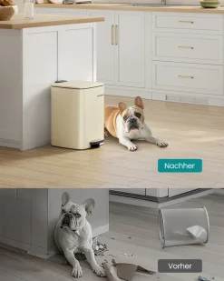 Mülleimer|Mülleimer<SONGMICS Mülleimer 20 Liter aus Stahl sandbeige