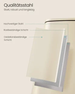 Mülleimer|Mülleimer<SONGMICS Mülleimer 20 Liter aus Stahl sandbeige
