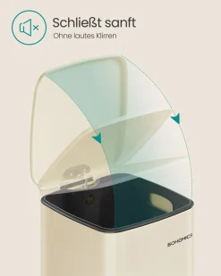 Mülleimer|Mülleimer<SONGMICS Mülleimer 20 Liter aus Stahl sandbeige