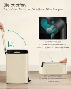 Mülleimer|Mülleimer<SONGMICS Mülleimer 20 Liter aus Stahl sandbeige