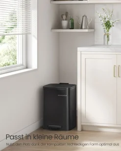 Mülleimer|Mülleimer<SONGMICS Mülleimer 20 Liter aus Stahl sandbeige