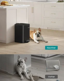 Mülleimer|Mülleimer<SONGMICS Mülleimer 20 Liter aus Stahl sandbeige