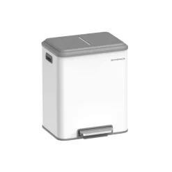 Mülleimer|Mülleimer<SONGMICS Mülltrennsystem 2 Fächer für Recycling und Restmüll wolkenweiß