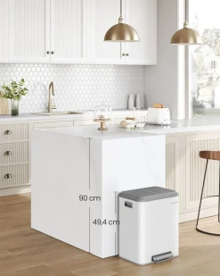 Mülleimer|Mülleimer<SONGMICS Mülltrennsystem 2 Fächer für Recycling und Restmüll wolkenweiß