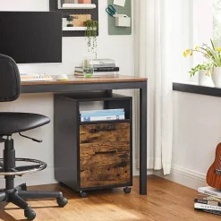 Rollcontainer<SONGMICS Mobiler Aktenschrank Vintagebraun-Schwarz