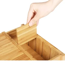 Monitorständer<SONGMICS Monitorständer mit Stauraum Bambus