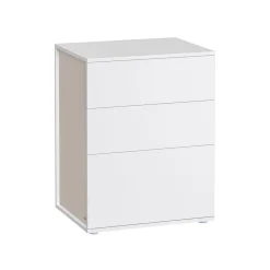 Nachttische<SONGMICS Nachttisch mit 3 Schubladen mattweiß-cappuccinobeige