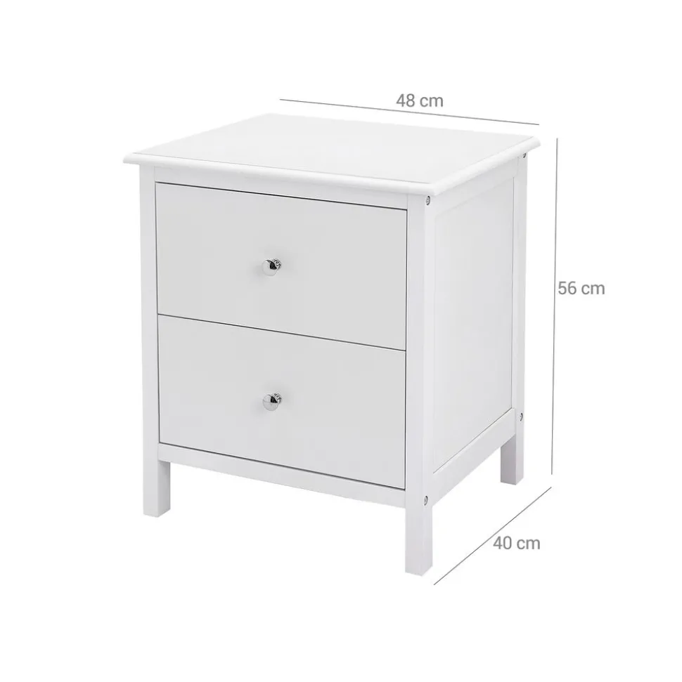 Nachttische<SONGMICS Nachttisch mit 2 Schubladen Weiß