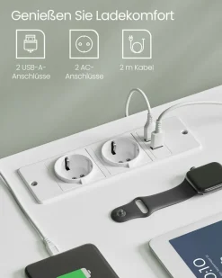 Nachttische<SONGMICS Nachttisch mit Ladefunktion und 2 Schubladen wolkenweiß