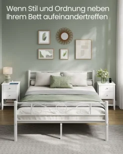 Nachttische<SONGMICS Nachttisch mit Ladefunktion und 2 Schubladen wolkenweiß