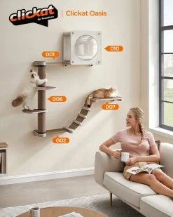 Clickat<SONGMICS Oasis - Katzenmöbel Kletterwand 5er Set Haferflockenbraun-Kaffeebraun