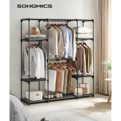 Kleiderschränke<SONGMICS Offener Kleiderschrank mit 4 Hängefächern Schwarz