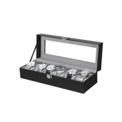 Uhrenboxen<SONGMICS Rechteckige Uhrenbox für 6 Uhren
