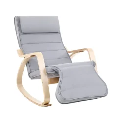 Wohnzimmer|Sessel<SONGMICS Relaxstuhl mit Fußstütze Hellgrau