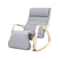 Wohnzimmer|Sessel<SONGMICS Relaxstuhl mit Fußstütze Hellgrau