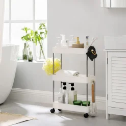 Küche & Esszimmer|Badezimmer<SONGMICS Rollwagen mit 3 Ebenen weiß