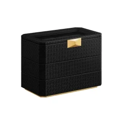 Uhrenboxen<SONGMICS RONNE Kollektion - Uhrenbox 3 Ebenen Tintenschwarz