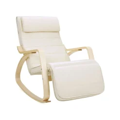 Wohnzimmer|Sessel<SONGMICS Schaukelstuhl Birkenholz Beige