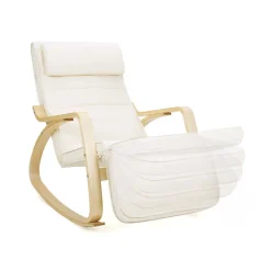 Wohnzimmer|Sessel<SONGMICS Schaukelstuhl Birkenholz Beige