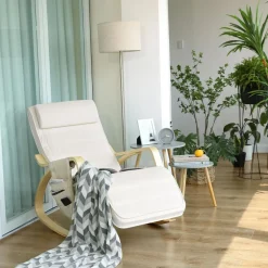 Sessel<SONGMICS Schaukelstuhl Birkenholz Beige