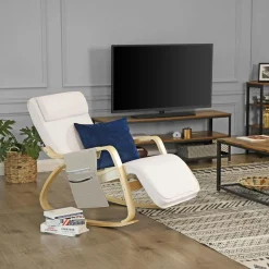 Sessel<SONGMICS Schaukelstuhl Birkenholz Beige