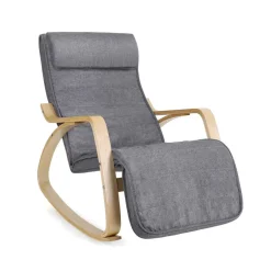 Wohnzimmer|Sessel<SONGMICS Schaukelstuhl mit Fußstütze Grau