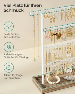 Schmuckständer|Schmuckschränke<SONGMICS Schmuckaufbewahrung für Ohrringe Vintage-Stil holzfarben-schwarz