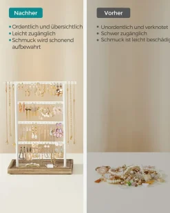 Schmuckständer|Schmuckschränke<SONGMICS Schmuckaufbewahrung für Ohrringe Vintage-Stil holzfarben-schwarz