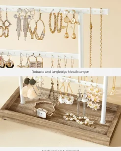 Schmuckständer|Schmuckschränke<SONGMICS Schmuckaufbewahrung für Ohrringe Vintage-Stil holzfarben-schwarz