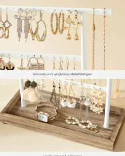 Schmuckständer|Schmuckschränke<SONGMICS Schmuckaufbewahrung für Ohrringe Vintage-Stil holzfarben-schwarz