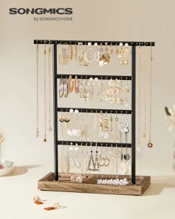 Schmuckständer|Schmuckschränke<SONGMICS Schmuckaufbewahrung für Ohrringe Vintage-Stil holzfarben-schwarz