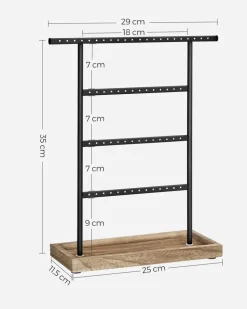 Schmuckständer|Schmuckschränke<SONGMICS Schmuckaufbewahrung für Ohrringe Vintage-Stil holzfarben-schwarz