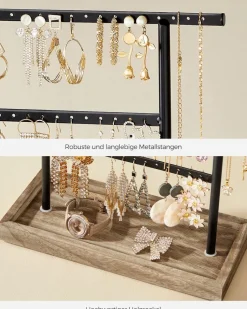 Schmuckständer|Schmuckschränke<SONGMICS Schmuckaufbewahrung für Ohrringe Vintage-Stil holzfarben-schwarz