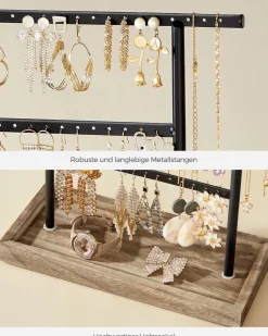 Schmuckständer|Schmuckschränke<SONGMICS Schmuckaufbewahrung für Ohrringe Vintage-Stil holzfarben-schwarz