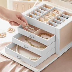 Schmuckschatullen<SONGMICS Schmuckkasten mit Schubladen Schwarz