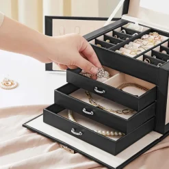Schmuckschatullen<SONGMICS Schmuckkasten mit Schubladen Schwarz