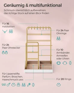 Schmuckschränke|Schmuckschränke<SONGMICS Schmuckständer Metallrahmen Geschenkidee weiß