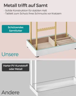 Schmuckschränke|Schmuckschränke<SONGMICS Schmuckständer Metallrahmen Geschenkidee weiß